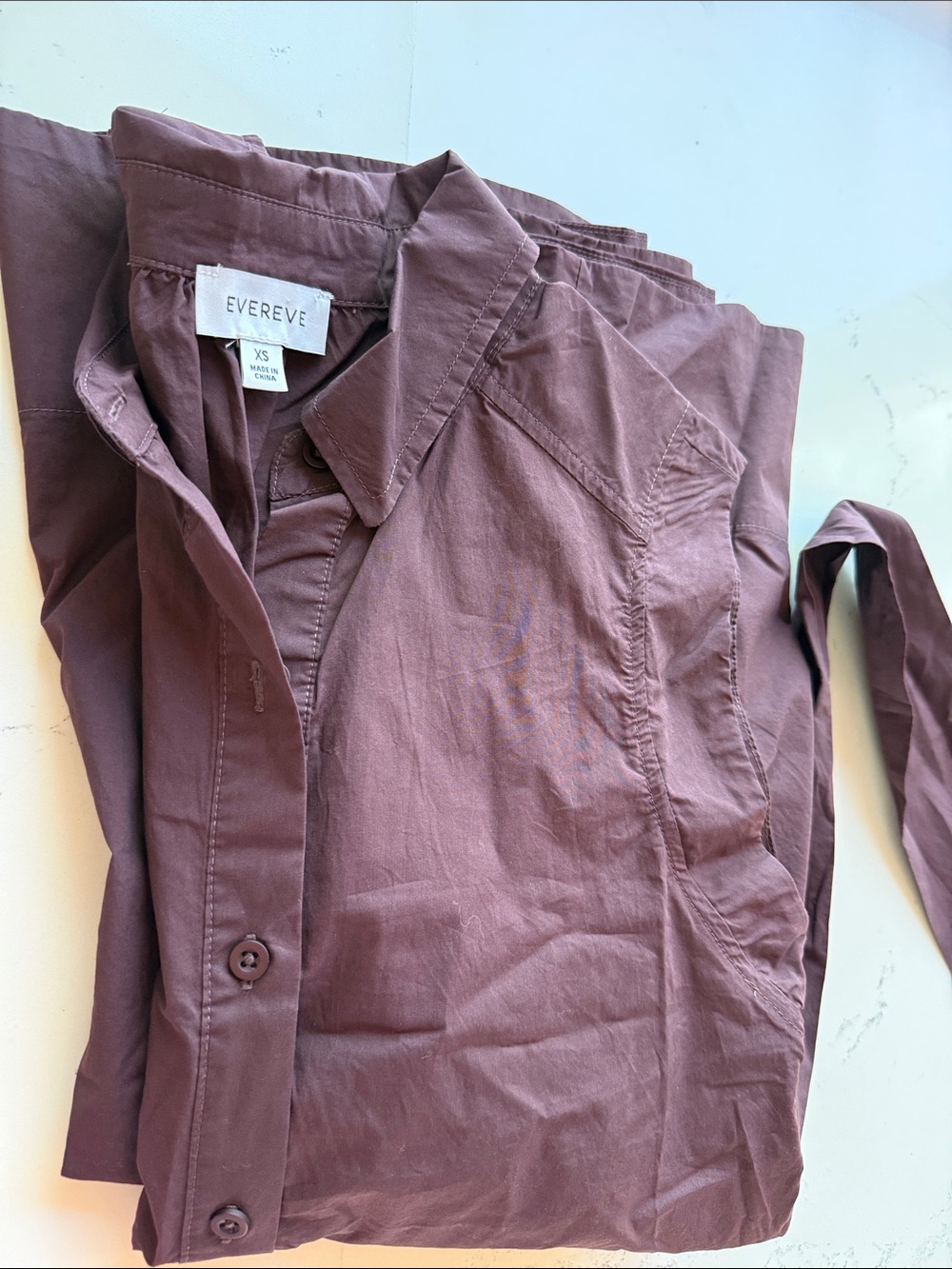 EVEREVE Perry Midi Button Down Collar Dress Color Dark Chocolate Size XSmall - Picture 13 of 13